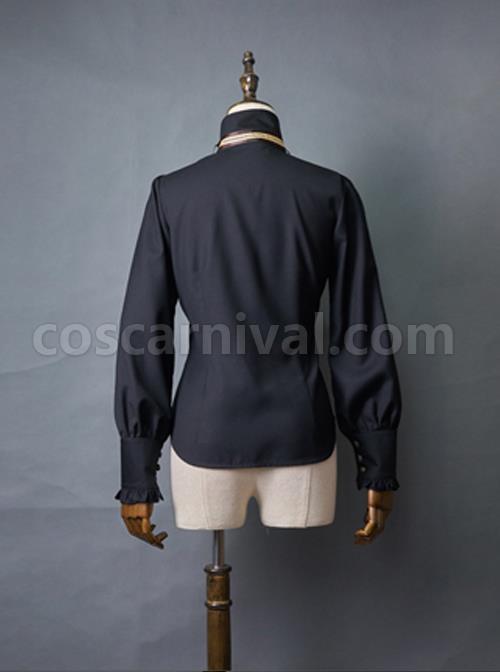 Explorers Series Pure Color Lapel Bow Tie Gothic Lolita Long Sleeve Blouses coscarnival
