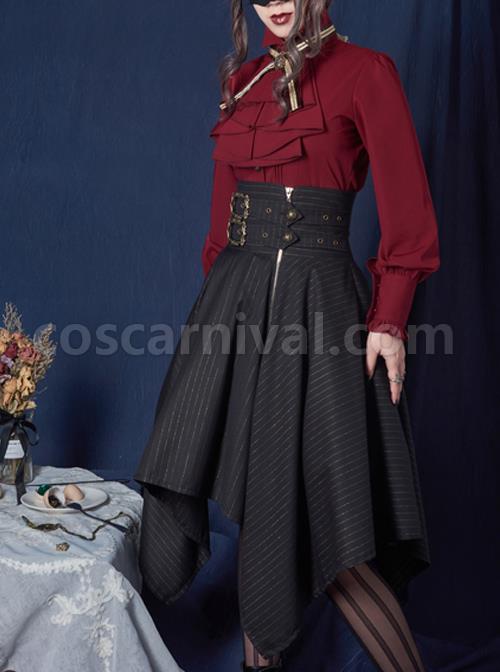 Explorers Series Pure Color Lapel Bow Tie Gothic Lolita Long Sleeve Blouses coscarnival