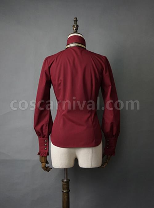 Explorers Series Pure Color Lapel Bow Tie Gothic Lolita Long Sleeve Blouses coscarnival