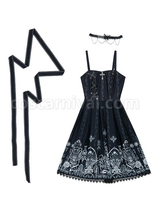 Eye-Of-Red-Heart-Series-JSK-Retro-Dark-Skull-And-Cross-Graphic-Print-Decoration-Classic-Lolita-Sleeveless-Dress-coscarnival-1289