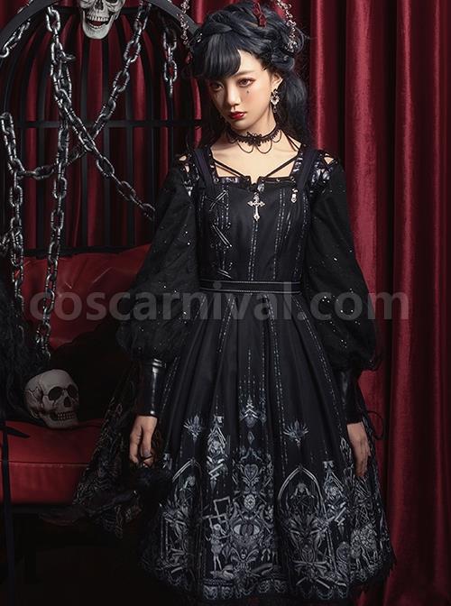 Eye-Of-Red-Heart-Series-JSK-Retro-Dark-Skull-And-Cross-Graphic-Print-Decoration-Classic-Lolita-Sleeveless-Dress-coscarnival-1315