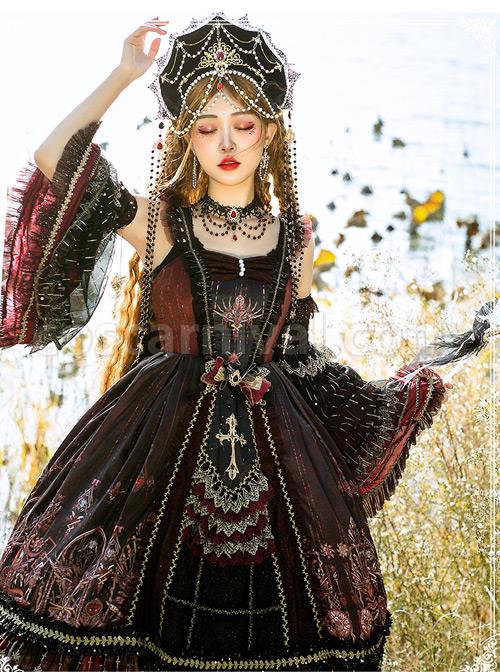 Eye Of Red Heart Series JSK Retro Palace Gothic Lolita Dress coscarnival