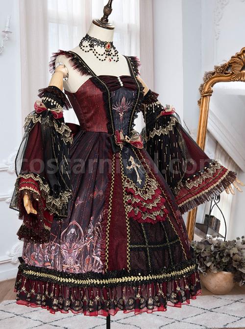 Eye Of Red Heart Series JSK Retro Palace Gothic Lolita Dress coscarnival