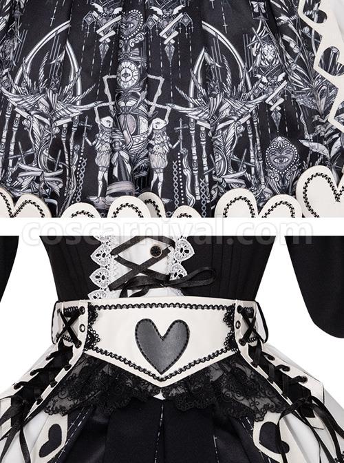 Eye Of Red Heart Series OP Retro Stitching Gothic Lolita Long Sleeve Dress coscarnival