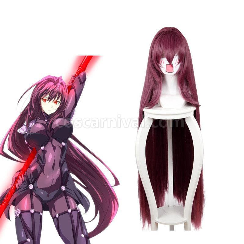 FGO Fate Grand Order Lancer Scathach Dark Purple 110cm Long Stright Cosplay Wigs coscarnival011117548
