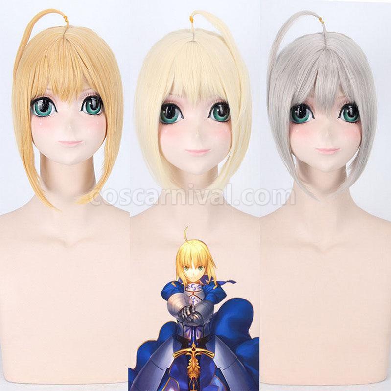 FGO Fate Stay Night Arturia Pendragon Saber Blonde Grey Styled Updo 3 Colors Cosplay Wigs coscarnival011117924