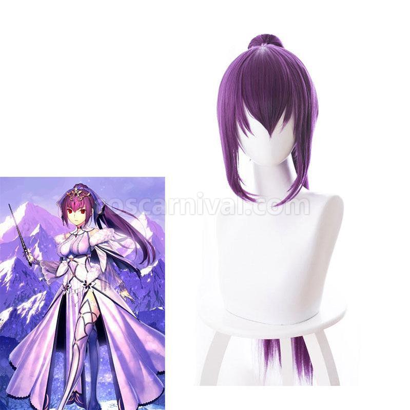 FGO FateGrand Order Scathach 80cm Long Straight Purple Ponytail Cosplay Wigs coscarnival011117497