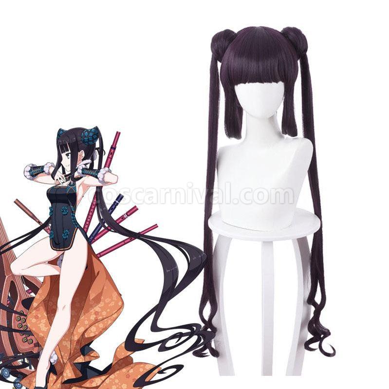 FGO FateGrand Order The Imperial Concubine Yang Yang Gui Fei Dark Purple Ponytail Cosplay Wig coscarnival011117494