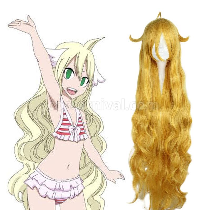 Fairy Tail Mavis Vermilion Long Golden Cosplay Wigs coscarnival011115660