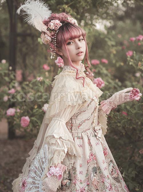 Fairytale Town Dance Party Series Chiffon Lace Classic Lolita Trumpet Sleeve Shirt coscarnival