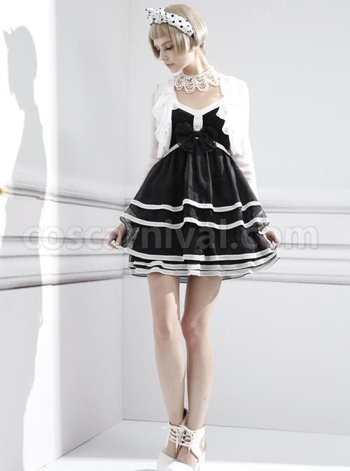 Fashion Contracted Black Bowknot Gothic Lolita Sling Dress coscarnival