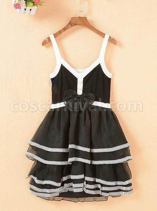 Fashion Contracted Black Bowknot Gothic Lolita Sling Dress coscarnival