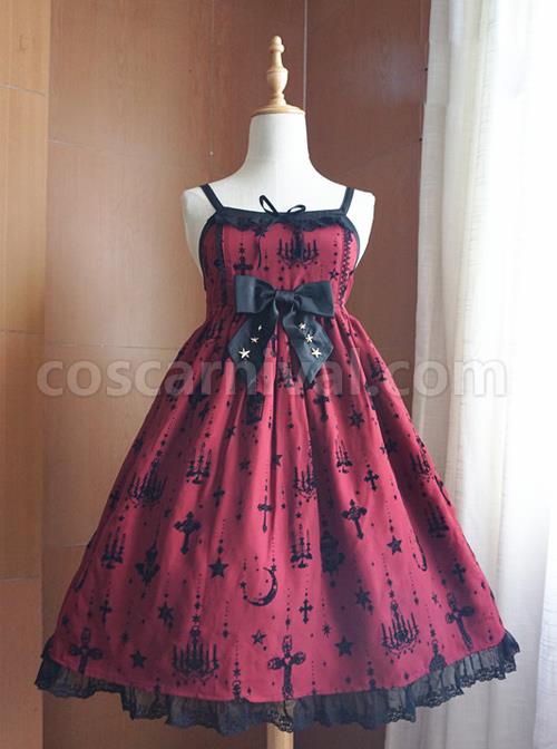Fashion Sacred Lamp Series High Waist Gothic Lolita Sling Dress coscarnival