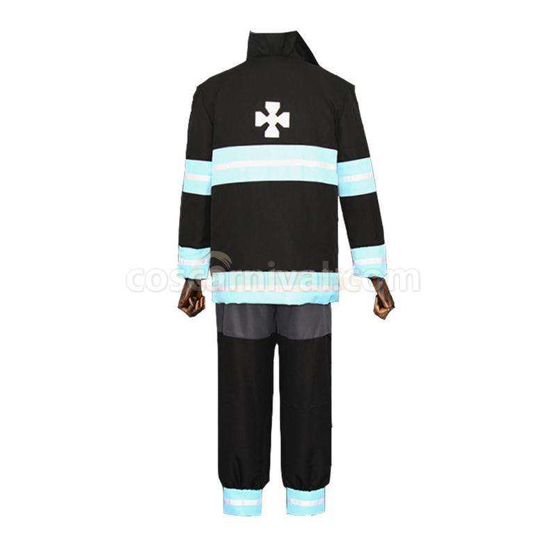 Shinra Kusakabe cosplay costume from Fire Force, back view