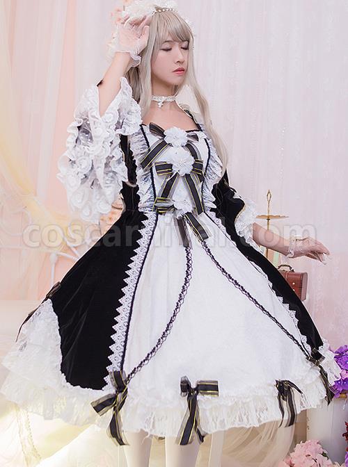Flower-Bowknots-Black-And-White-Stitching-Sweet-Lolita-Trumpet-Sleeve-Dress-coscarnival-479.jpg
