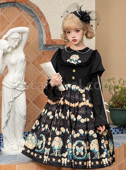 Flower-Court-Series-Cute-Sweet-Doll-Collar-Puff-Sleeve-Floral-Print-Winter-Classic-Lolita-Long-Sleeved-Dress-coscarnival-2824