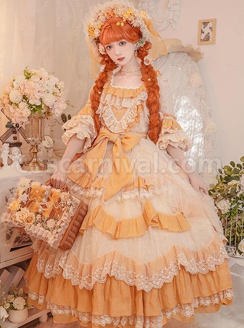 Flower-Garden-Series-OP-Apricot-Yellow-Pastoral-Retro-Girl-Style-Delicate-Lace-Jacquard-Trim-Classic-Lolita-Short-Sleeve-Dress-coscarnival-1267