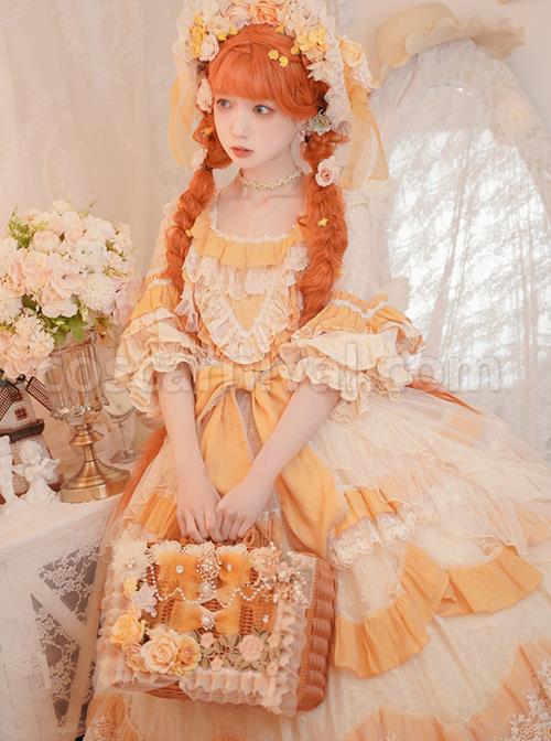 Flower-Garden-Series-OP-Apricot-Yellow-Pastoral-Retro-Girl-Style-Delicate-Lace-Jacquard-Trim-Classic-Lolita-Short-Sleeve-Dress-coscarnival-1308