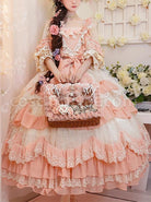 Flower-Garden-Series-OP-Pink-Pastoral-Retro-Girl-Style-Delicate-Lace-Jacquard-Trim-Bow-Knot-Classic-Lolita-Short-Sleeve-Dress-coscarnival-2807