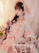 Flower-Garden-Series-OP-Pink-Pastoral-Retro-Girl-Style-Delicate-Lace-Jacquard-Trim-Bow-Knot-Classic-Lolita-Short-Sleeve-Dress-coscarnival-2838