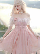 Flower-Mist-Series-OP-Chest-Lace-With-Pearl-Chain-Irregular-Skirt-Off-The-Shoulder-Two-Wear-Short-Sleeved-Sweet--Lolita-Dress-coscarnival-1047