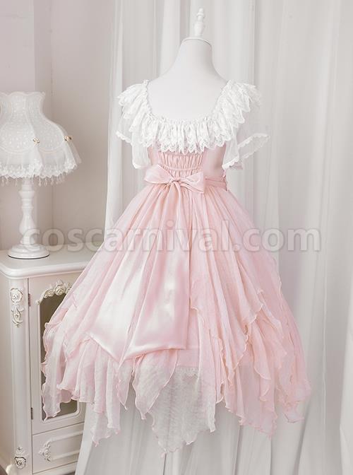 Flower-Mist-Series-OP-Chest-Lace-With-Pearl-Chain-Irregular-Skirt-Off-The-Shoulder-Two-Wear-Short-Sleeved-Sweet--Lolita-Dress-coscarnival-1077