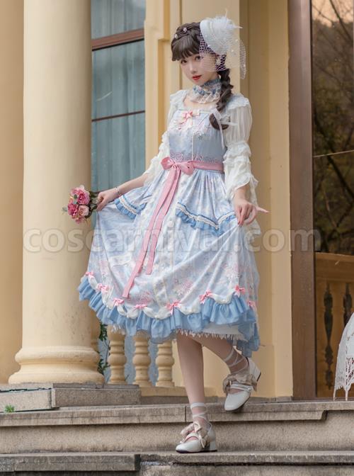 Flowers-Wall-Series-JSK-Printing-Light-Blue-Classic-Lolita-Sling-Dress-coscarnival-5128