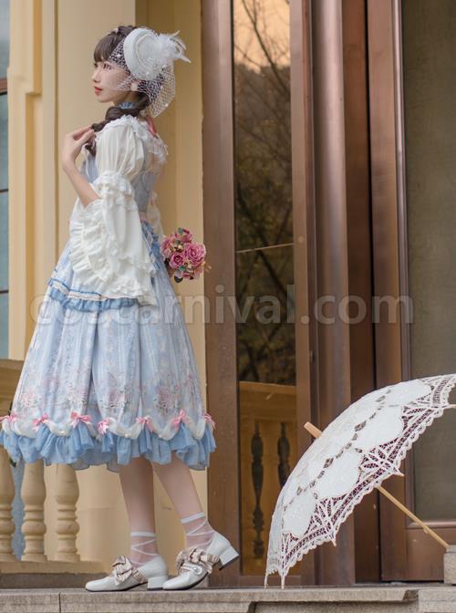 Flowers-Wall-Series-JSK-Printing-Light-Blue-Classic-Lolita-Sling-Dress-coscarnival-5132