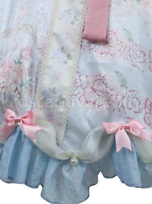 Flowers-Wall-Series-JSK-Printing-Light-Blue-Classic-Lolita-Sling-Dress-coscarnival-5151