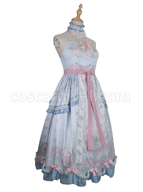 Flowers-Wall-Series-JSK-Printing-Light-Blue-Classic-Lolita-Sling-Dress-coscarnival-5166