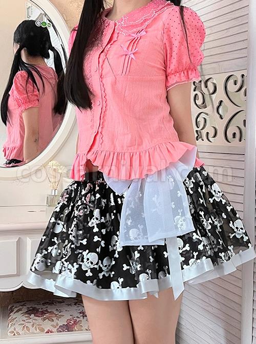 Fluttershy Series Double Doll Collar Sweet Lolita Puff Short Sleeve Versatile Shirt coscarnival