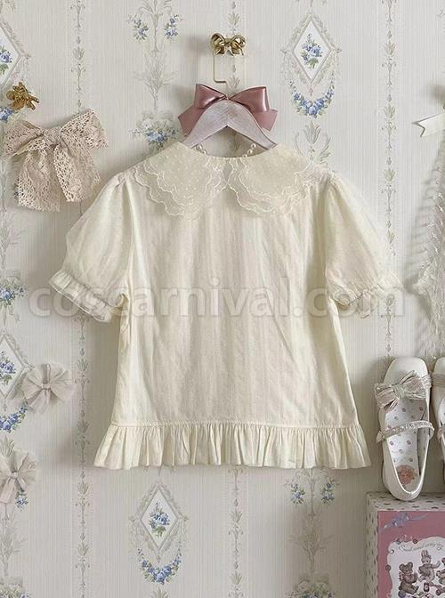Fluttershy Series Double Doll Collar Sweet Lolita Puff Short Sleeve Versatile Shirt coscarnival