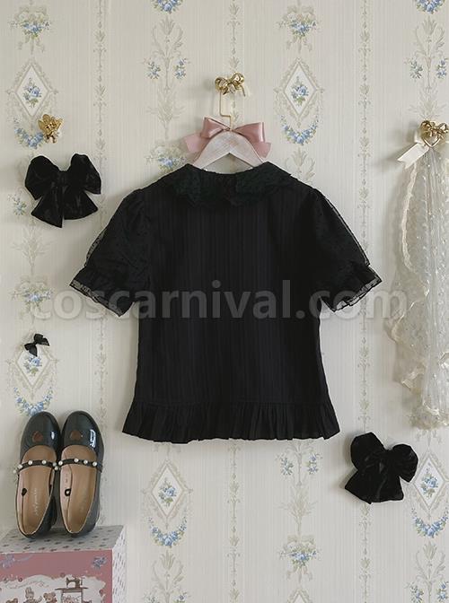Fluttershy Series Double Doll Collar Sweet Lolita Puff Short Sleeve Versatile Shirt coscarnival