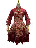 Flying-Flower-Command-Series-OP-Chinese-Style-Elegant-Printing-Tassel-Disc-Buckle-Hem-Folds-Classic-Lolita-Long-Sleeve-Dress-coscarnival-2769