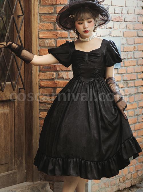 Fog-Lights-Series-OP-Retro-Elegant-Pure-Color-Classic-Lolita-High-Waist-Short-Sleeve-Dress-coscarnival-1659