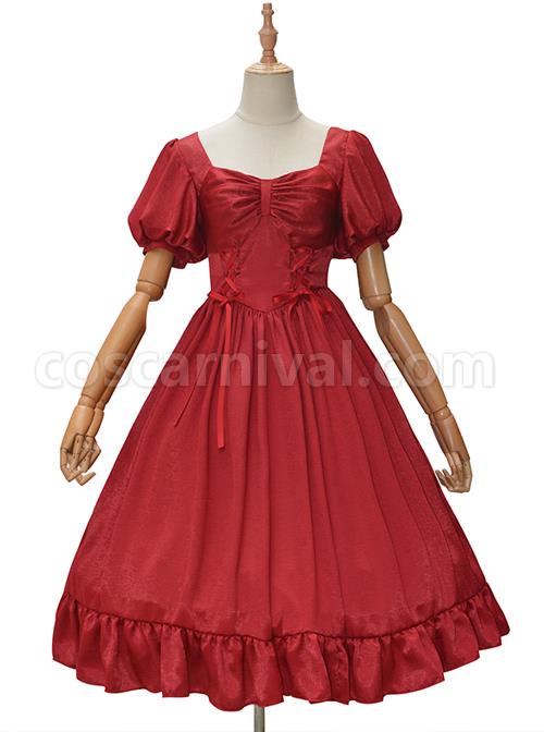 Fog-Lights-Series-OP-Retro-Elegant-Pure-Color-Classic-Lolita-High-Waist-Short-Sleeve-Dress-coscarnival-1665