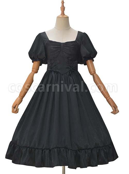 Fog-Lights-Series-OP-Retro-Elegant-Pure-Color-Classic-Lolita-High-Waist-Short-Sleeve-Dress-coscarnival-1673