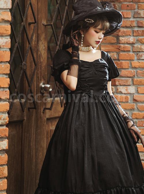 Fog-Lights-Series-OP-Retro-Elegant-Pure-Color-Classic-Lolita-High-Waist-Short-Sleeve-Dress-coscarnival-1697
