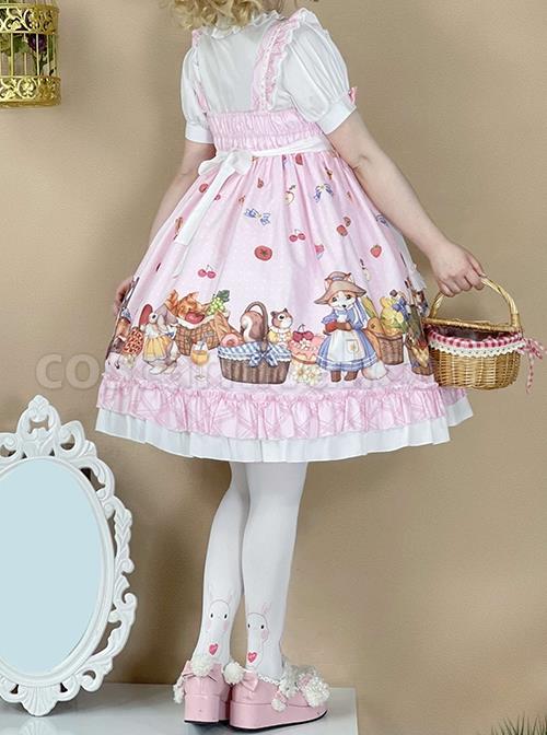 Forest-Of-Spring-Series-Cute-Animal-Pattern-Folds-Bow-Knots-Puffed-Hem-Classic-Lolita-Sling-Dress-Set-coscarnival-4690