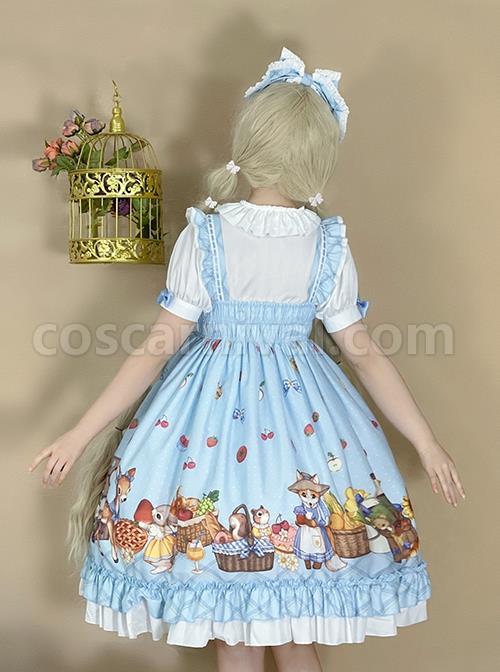 Forest-Of-Spring-Series-Cute-Animal-Pattern-Folds-Bow-Knots-Puffed-Hem-Classic-Lolita-Sling-Dress-Set-coscarnival-4695