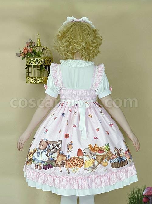 Forest-Of-Spring-Series-Cute-Animal-Pattern-Folds-Bow-Knots-Puffed-Hem-Classic-Lolita-Sling-Dress-Set-coscarnival-4708
