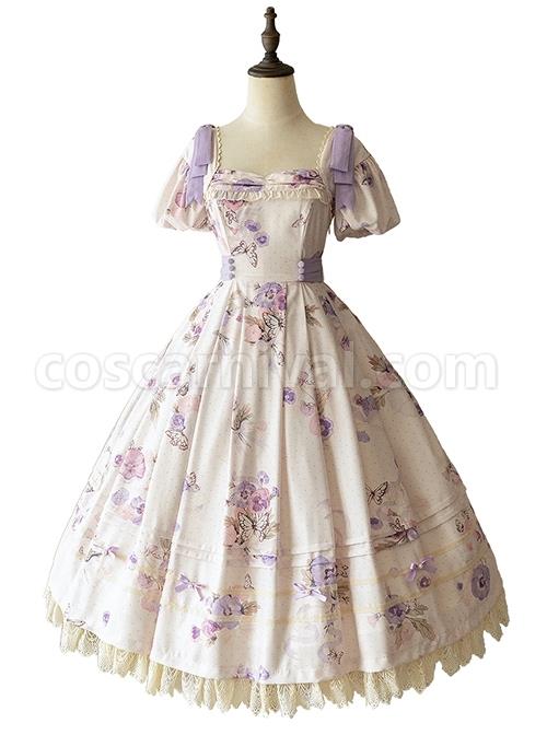 Fresh-Small-Dropped-Shoulder-Floral-Pattern-White-Patchwork-Lace-Bubble-Short-Sleeve-Classic-Lolita-Dress-coscarnival-1255