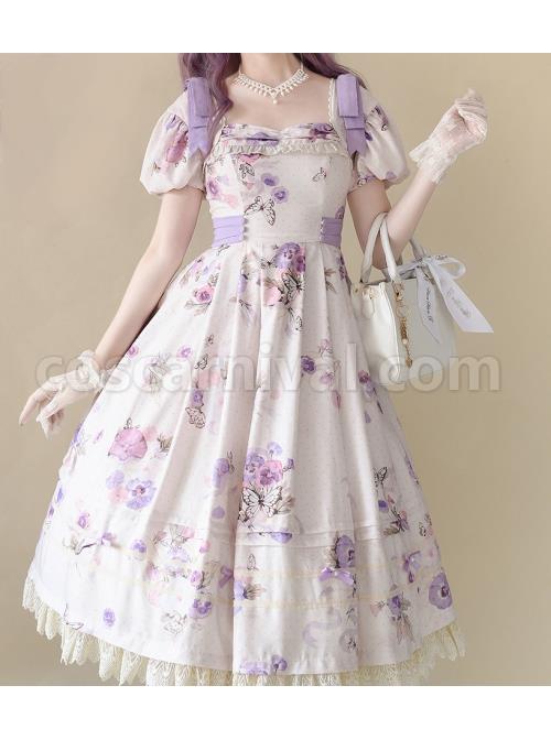 Fresh-Small-Dropped-Shoulder-Floral-Pattern-White-Patchwork-Lace-Bubble-Short-Sleeve-Classic-Lolita-Dress-coscarnival-1273