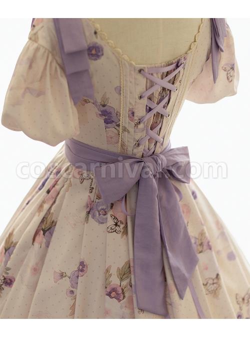 Fresh-Small-Dropped-Shoulder-Floral-Pattern-White-Patchwork-Lace-Bubble-Short-Sleeve-Classic-Lolita-Dress-coscarnival-1285