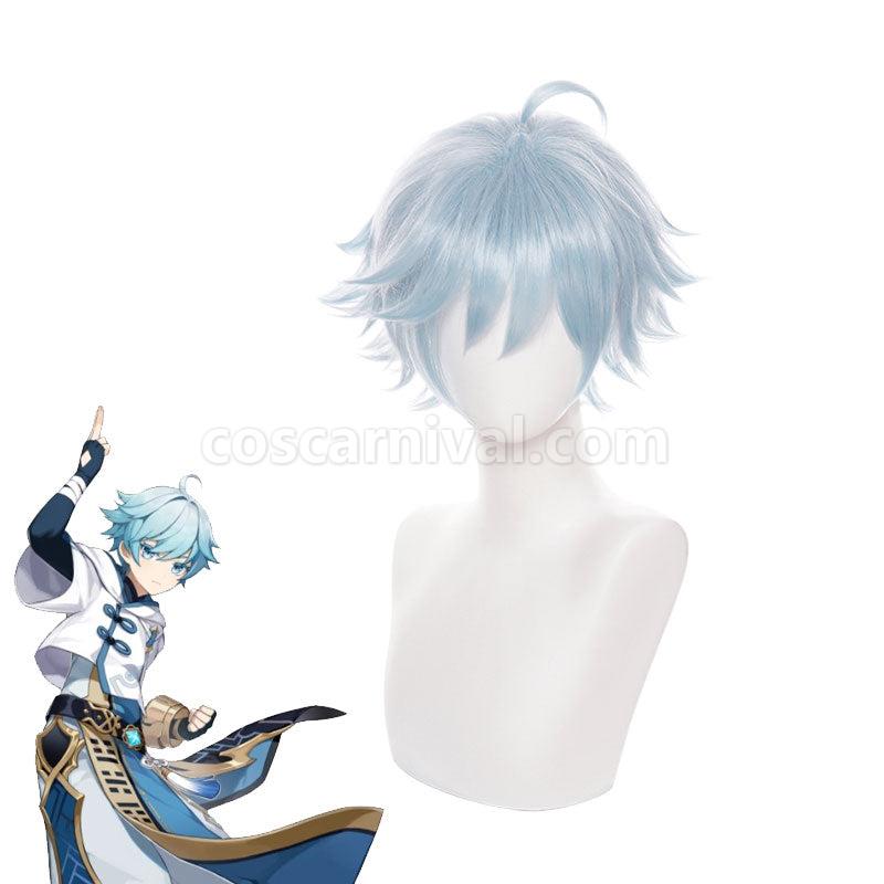 Genshin Impact Chongyun Light Cyan Halloween Cosplay Wigs coscarnival01119472