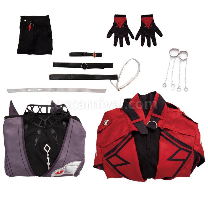 Genshin Impact Diluc Red Dead of Night Fullset Cosplay Costume coscarnival01113501