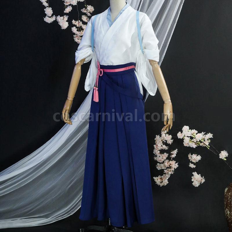 Genshin Impact Kamisato Ayaka Tsubaki in Thawing Snow Kimono Cosplay Costumes coscarnival01115572