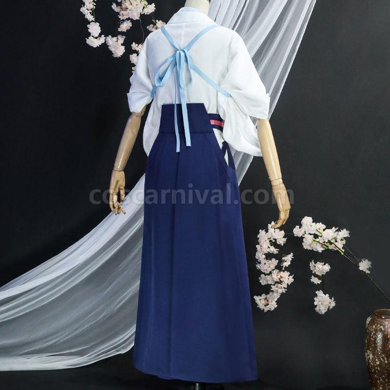 Genshin Impact Kamisato Ayaka Tsubaki in Thawing Snow Kimono Cosplay Costumes coscarnival01115580