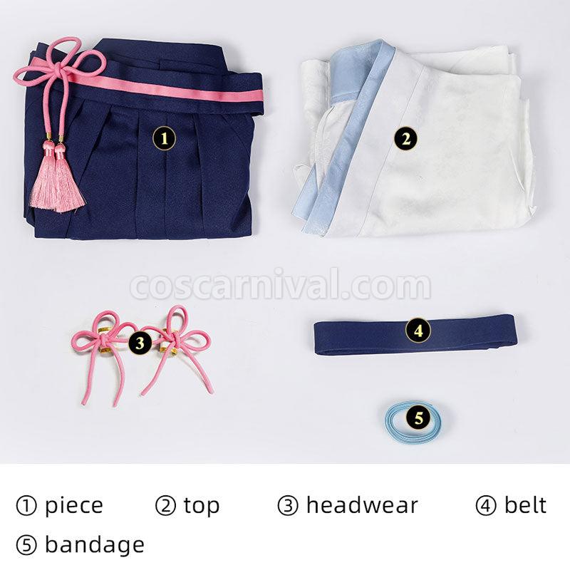 Genshin Impact Kamisato Ayaka Tsubaki in Thawing Snow Kimono Cosplay Costumes coscarnival01115588