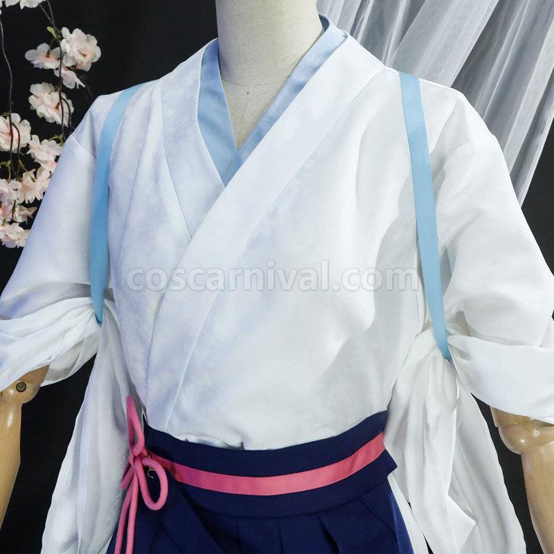 Genshin Impact Kamisato Ayaka Tsubaki in Thawing Snow Kimono Cosplay Costumes coscarnival01115599